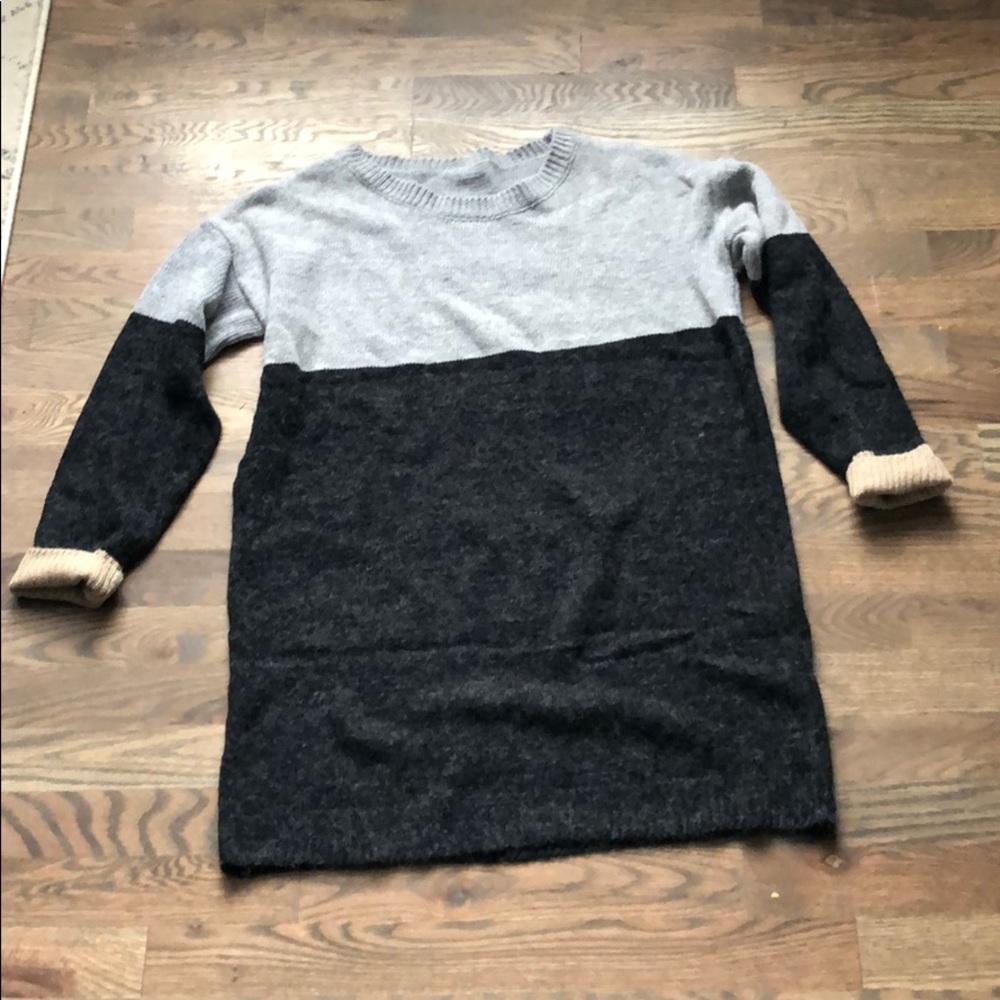 Sweater dress - grey colorblocked, size medium